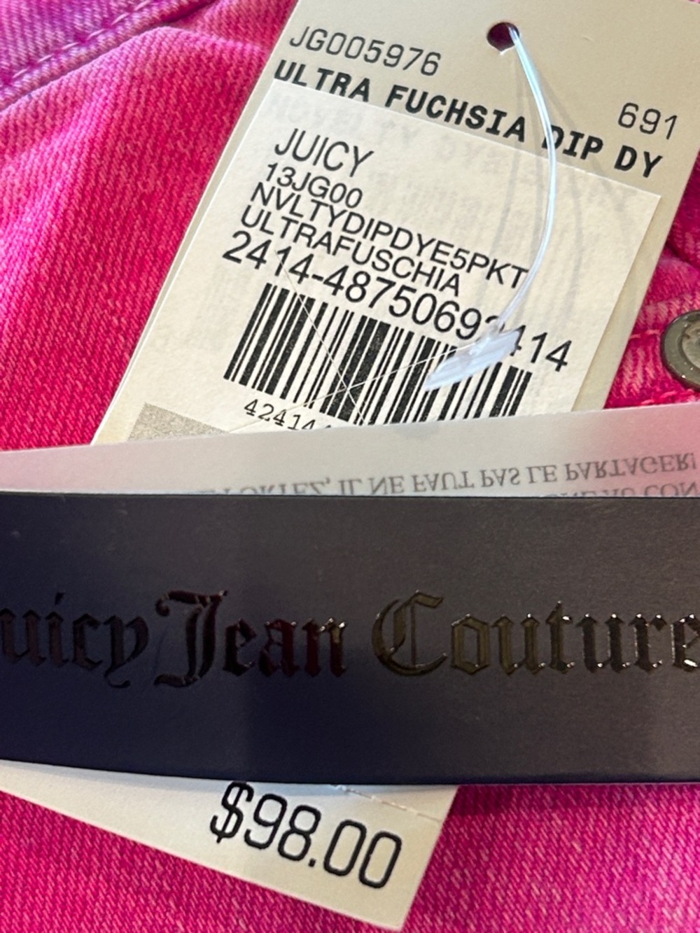 Juicy Couture Pink Dip Dyed Ombre Denim Roll-Cuff Shorts-27-NWT - Picture 8 of 9